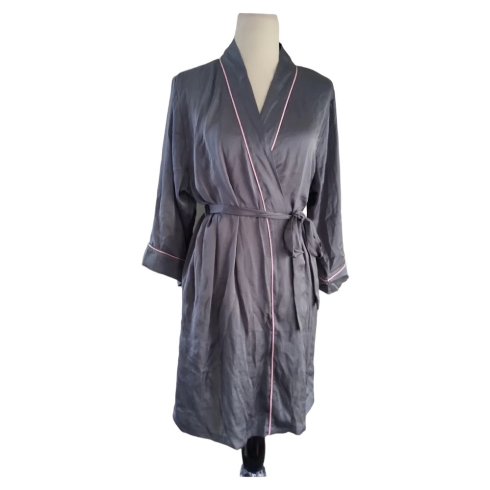NWT j couture satin dark grey robe size L_XL